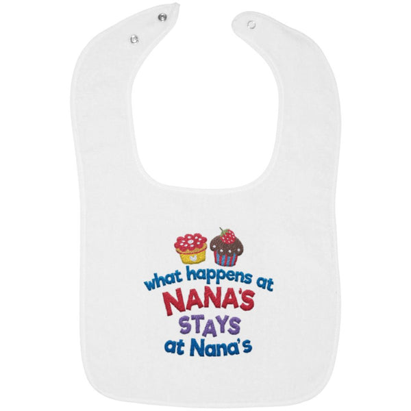 What Happens At Nanas - Embroidered Infant Bib