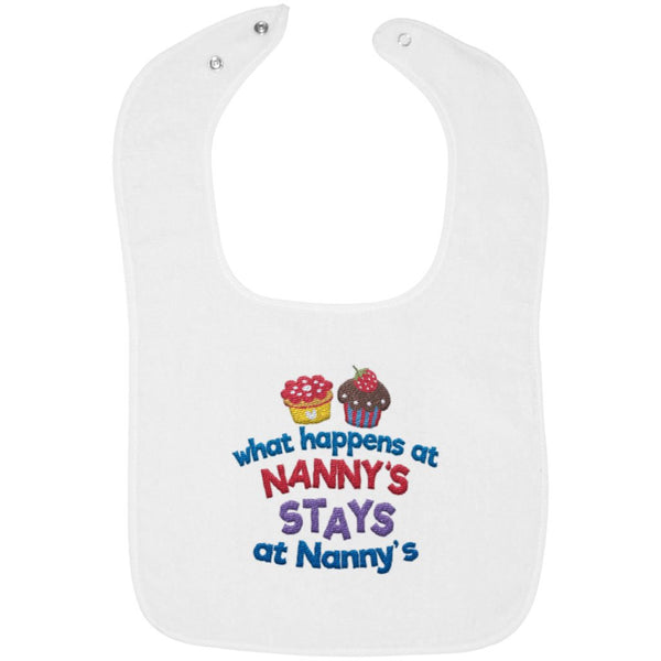 What Happens At Nannys - Embroidered Infant Bib