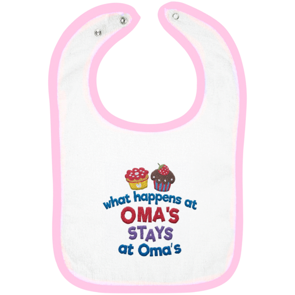 What Happens At Omas - Embroidered Infant Bib