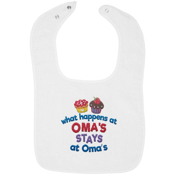 What Happens At Omas - Embroidered Infant Bib