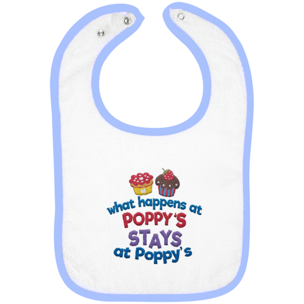 What Happens At Poppys - Embroidered Infant Bib