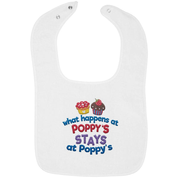 What Happens At Poppys - Embroidered Infant Bib