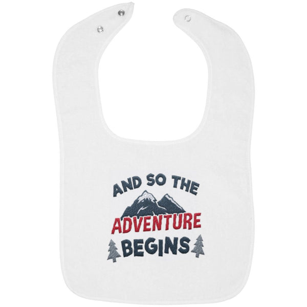 And So the Adventure Begins - Embroidered Infant Bib