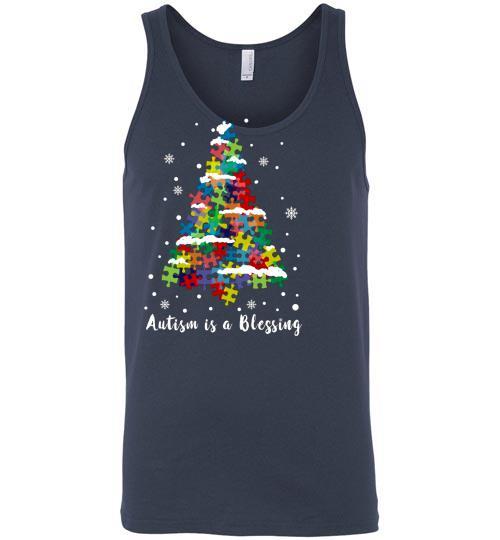 Autism Awareness Ugly Christmas Sweaters Autism Is A Blessing Tank Top