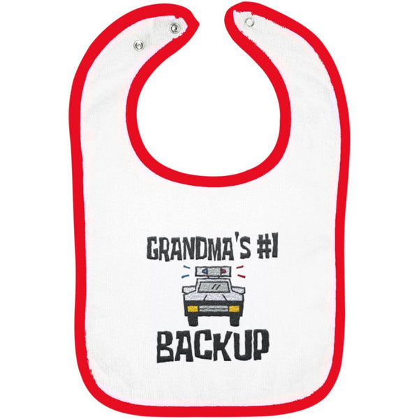 Grandma's #1 Backup - Embroidered Infant Bib