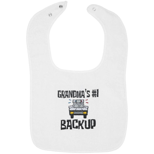 Grandma's #1 Backup - Embroidered Infant Bib