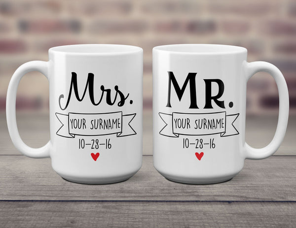 Mr & Mrs Personalized Mugs (Set of Two)