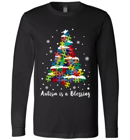 Autism Awareness Ugly Christmas Sweaters Autism Is A Blessing Long Sleeve