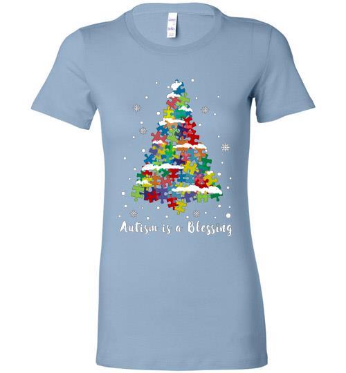 Autism Awareness Ugly Christmas Sweaters Autism Is A Blessing Bella Ladies Tee