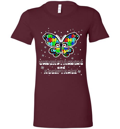 Autism Awareness Ugly Christmas Sweaters Autism Understanding And Acceptance Bella Ladies Tee