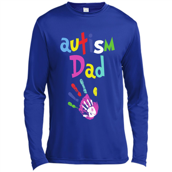 Autism Dad, Autism dad and child t-shirt, gift shirt for dad - Spor-Tek LS Moisture Absorbing T-Shirt