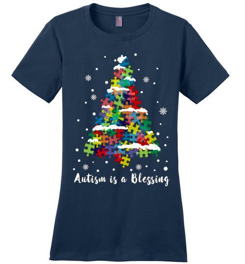 Autism Awareness Ugly Christmas Sweaters Autism Is A Blessing Ladies Perfect