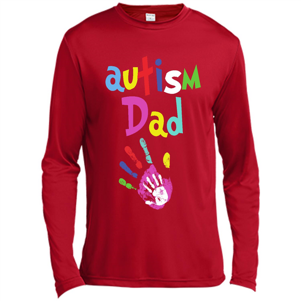 Autism Dad, Autism dad and child t-shirt, gift shirt for dad - Spor-Tek LS Moisture Absorbing T-Shirt