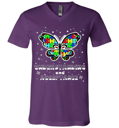 Autism Awareness Ugly Christmas Sweaters Autism Understanding And Acceptance V-Neck Shirt